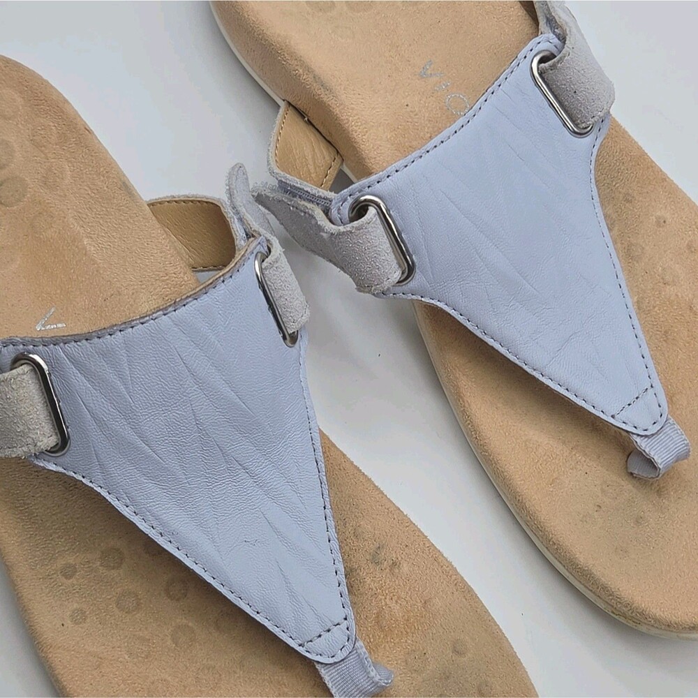 Vionic Sandal Shoe Wanda Orthotic Blue Women Sz 10 Flat Thong Adjustable Slip-On - Picture 4 of 7